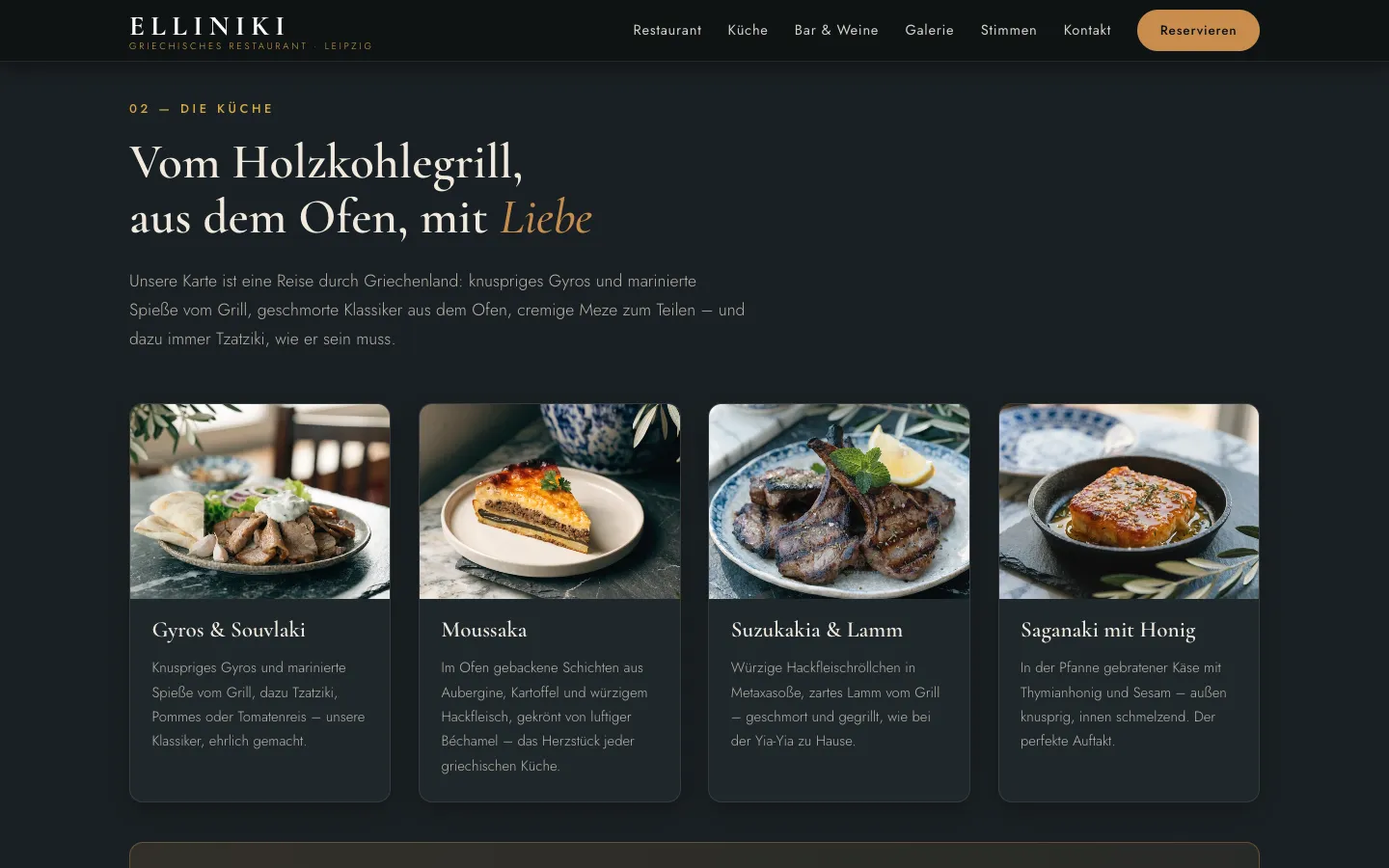 Elliniki menu: gyros, moussaka, soutzoukakia and saganaki