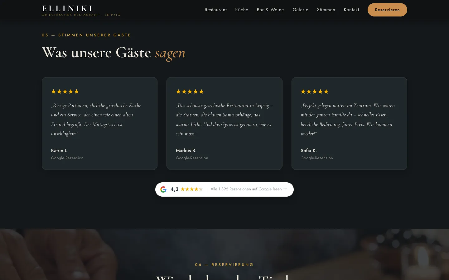 Guest reviews and Google rating on the Elliniki website