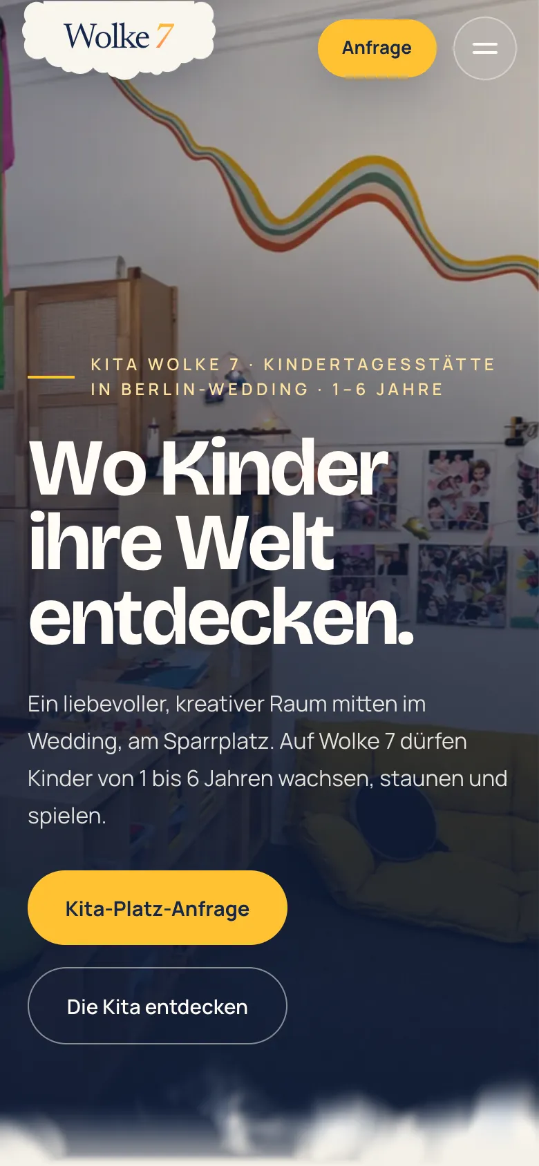Kita Wolke 7 website on a smartphone