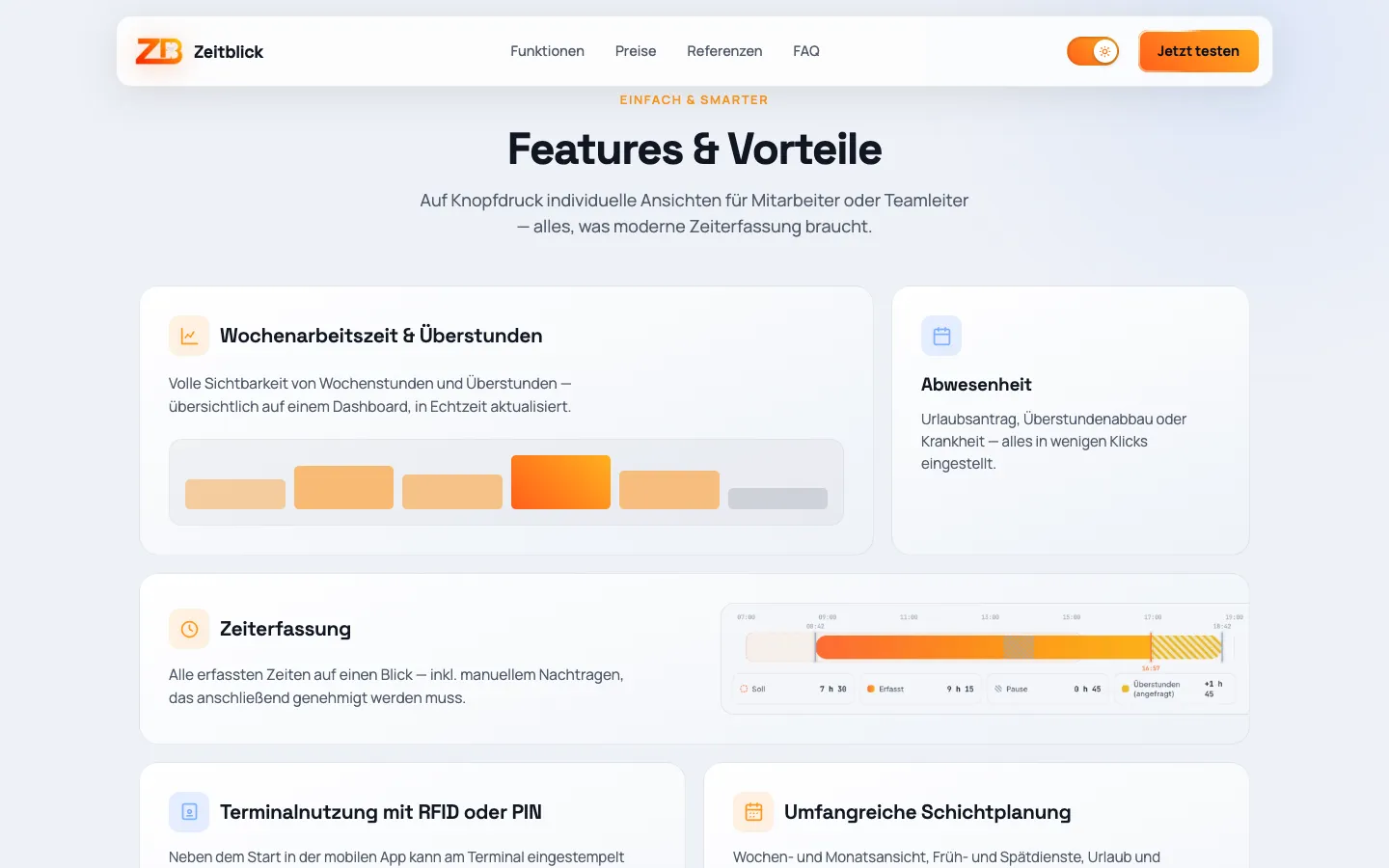 Zeitblick feature overview