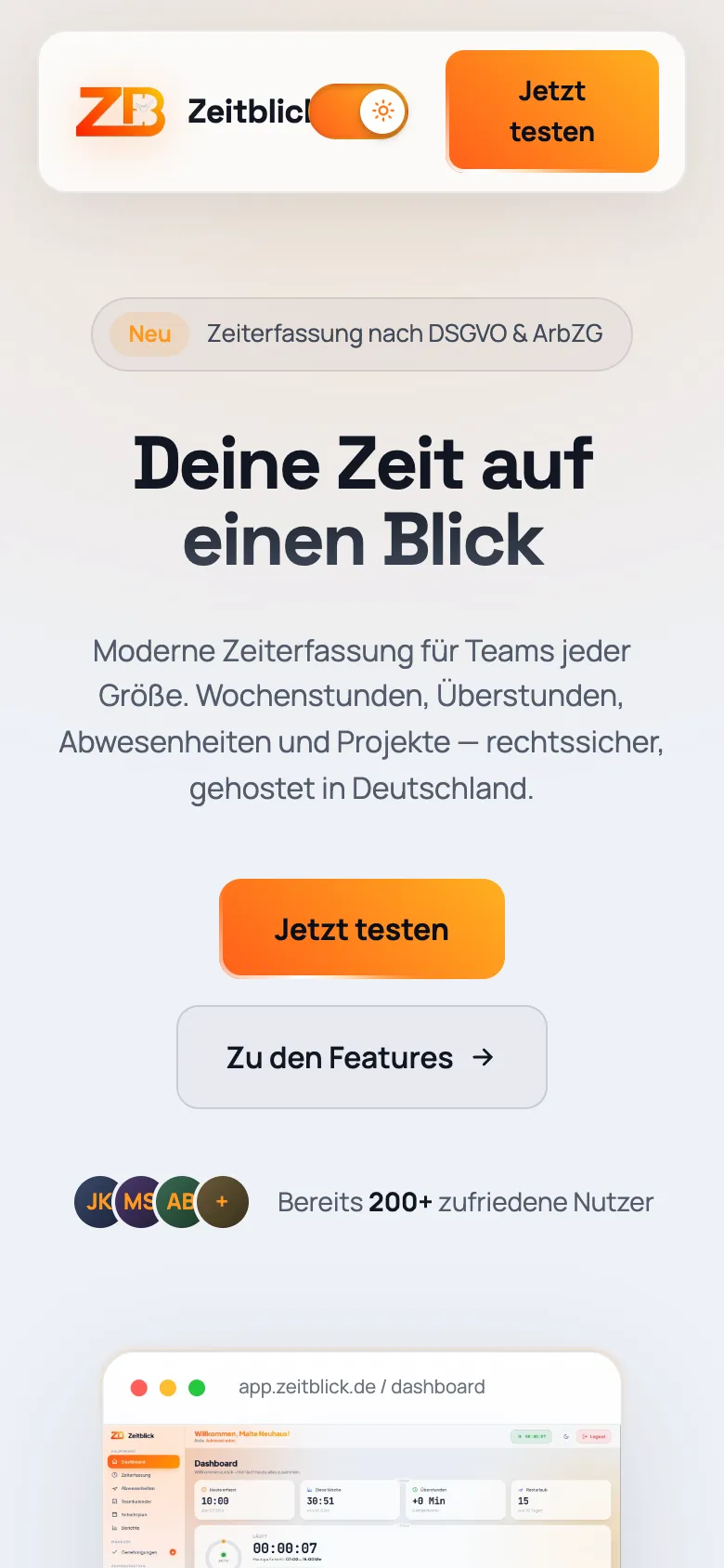 Zeitblick on a smartphone