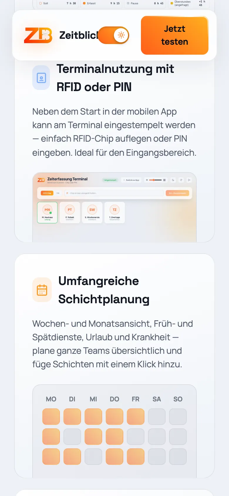 Zeitblick on a smartphone
